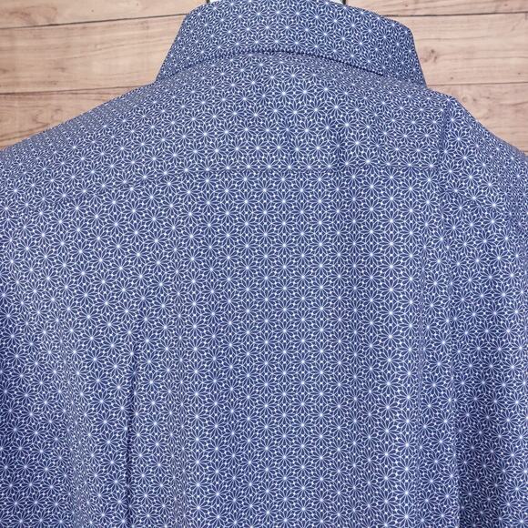NEW! Tallia Shirt Mens 2XL Blue Geo Print Long Sleeve Button Up Performance - G3 - Picture 5 of 10
